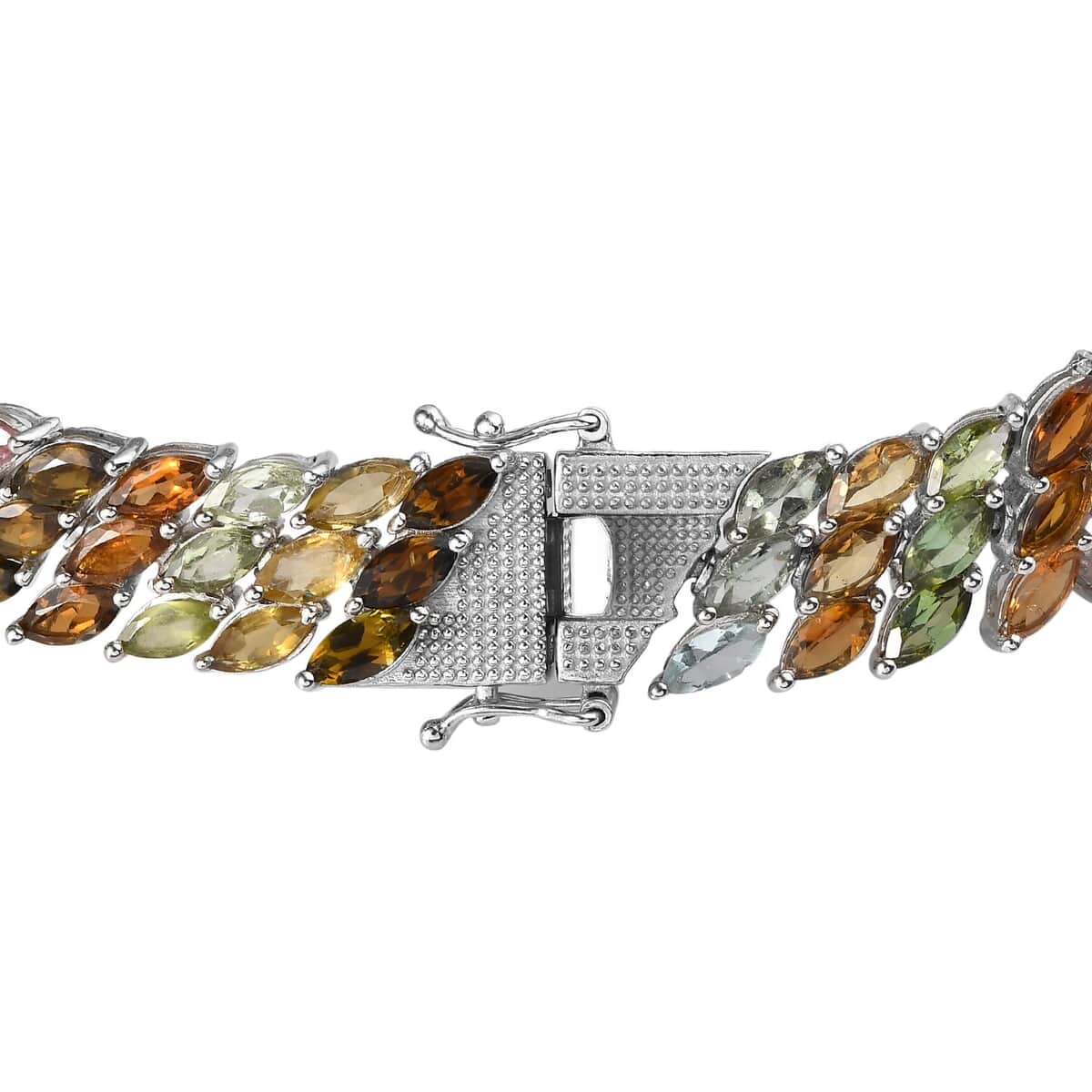 Multi-Tourmaline Carpet Bracelet in Platinum Over Sterling Silver (7.25 In) 21.30 Grams 26.25 ctw image number 3