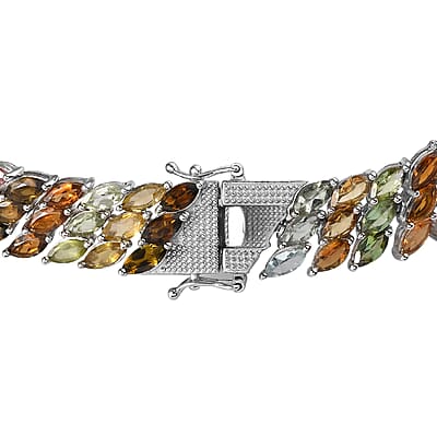 Multi-Tourmaline Carpet Bracelet in Platinum Over Sterling Silver (7.25 In) 26.25 ctw