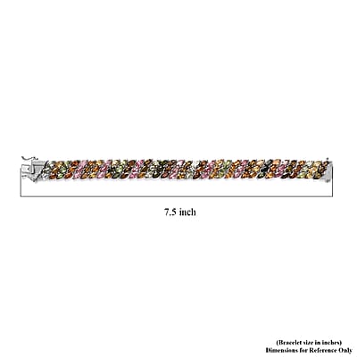 Multi-Tourmaline Carpet Bracelet in Platinum Over Sterling Silver (7.25 In) 26.25 ctw