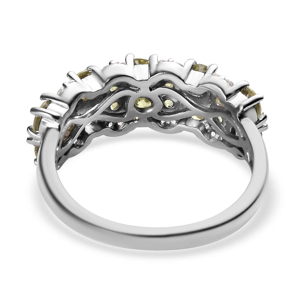 Natural Ambanja Demantoid Garnet and Natural White Zircon Ring in Platinum Over Sterling Silver 1.90 ctw image number 4