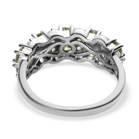 Natural Ambanja Demantoid Garnet and Natural White Zircon Ring in Platinum Over Sterling Silver (Size 10.0) 1.90 ctw image number 4