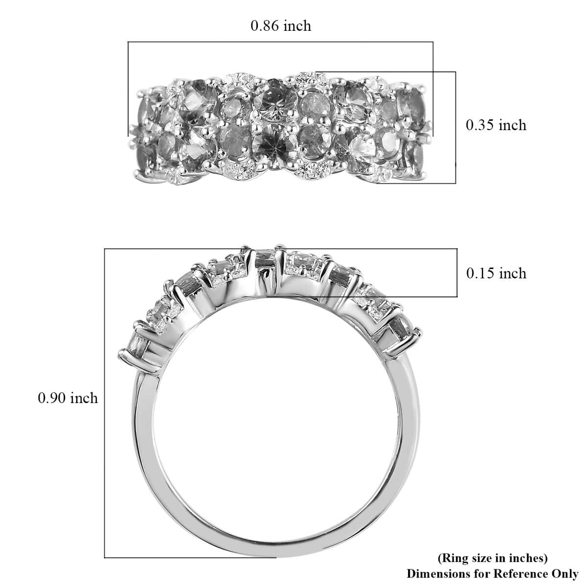 Natural Ambanja Demantoid Garnet and Natural White Zircon Ring in Platinum Over Sterling Silver 1.90 ctw image number 5