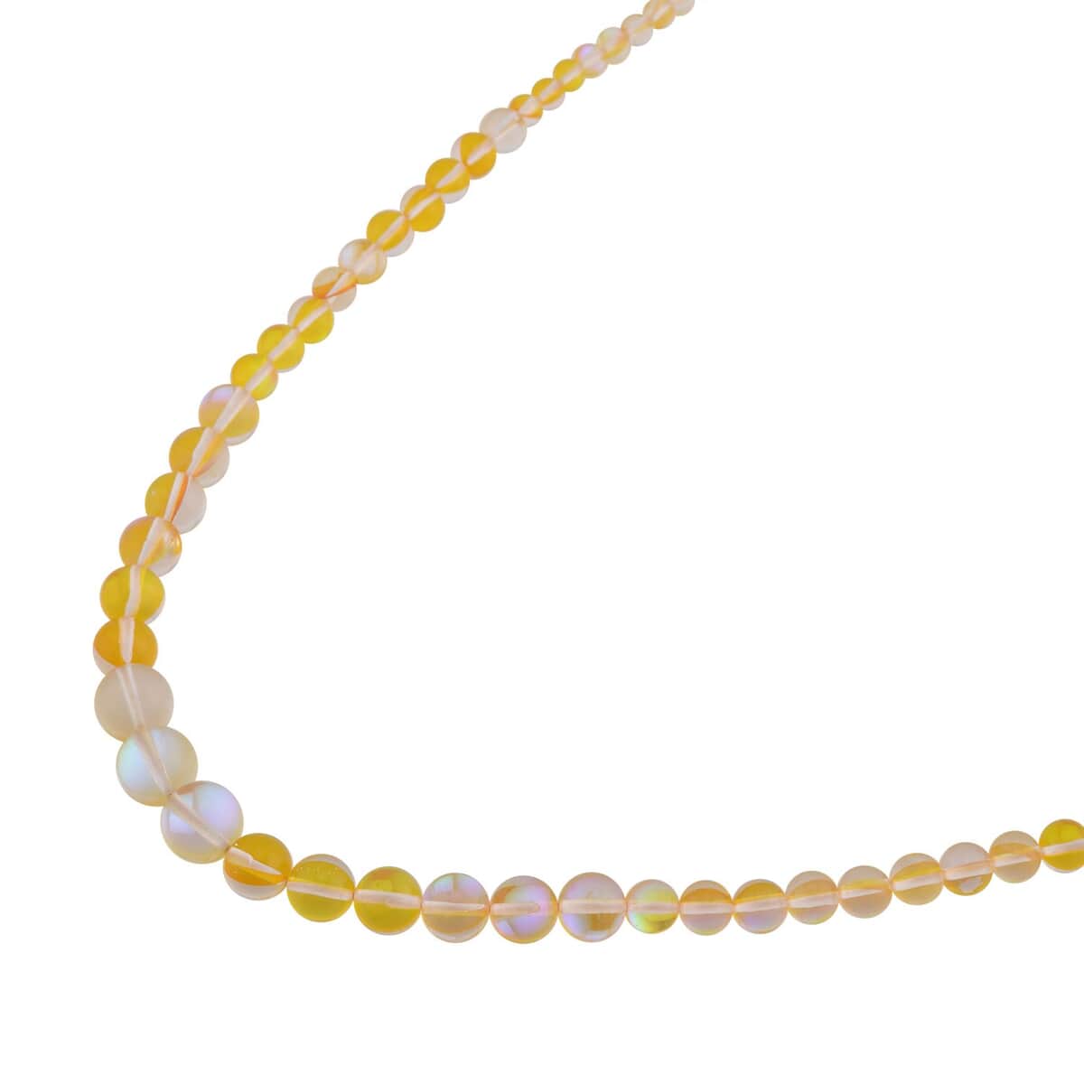 Yellow Magic Color Glass Beaded Necklace 20 Inches in Silvertone image number 2