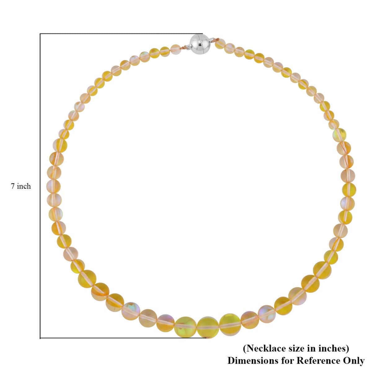 Yellow Magic Color Glass Beaded Necklace 20 Inches in Silvertone image number 4