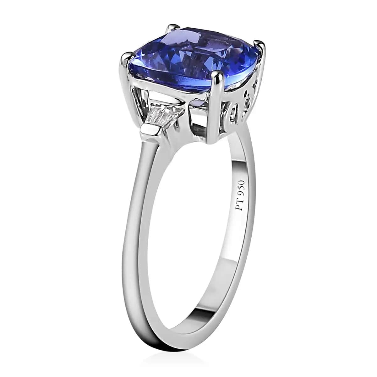 RHAPSODY 950 Platinum AAAA Tanzanite and E-F VS Diamond Ring 4.65 Grams (Delivery in 15-20 Business Days) 3.70 ctw image number 3