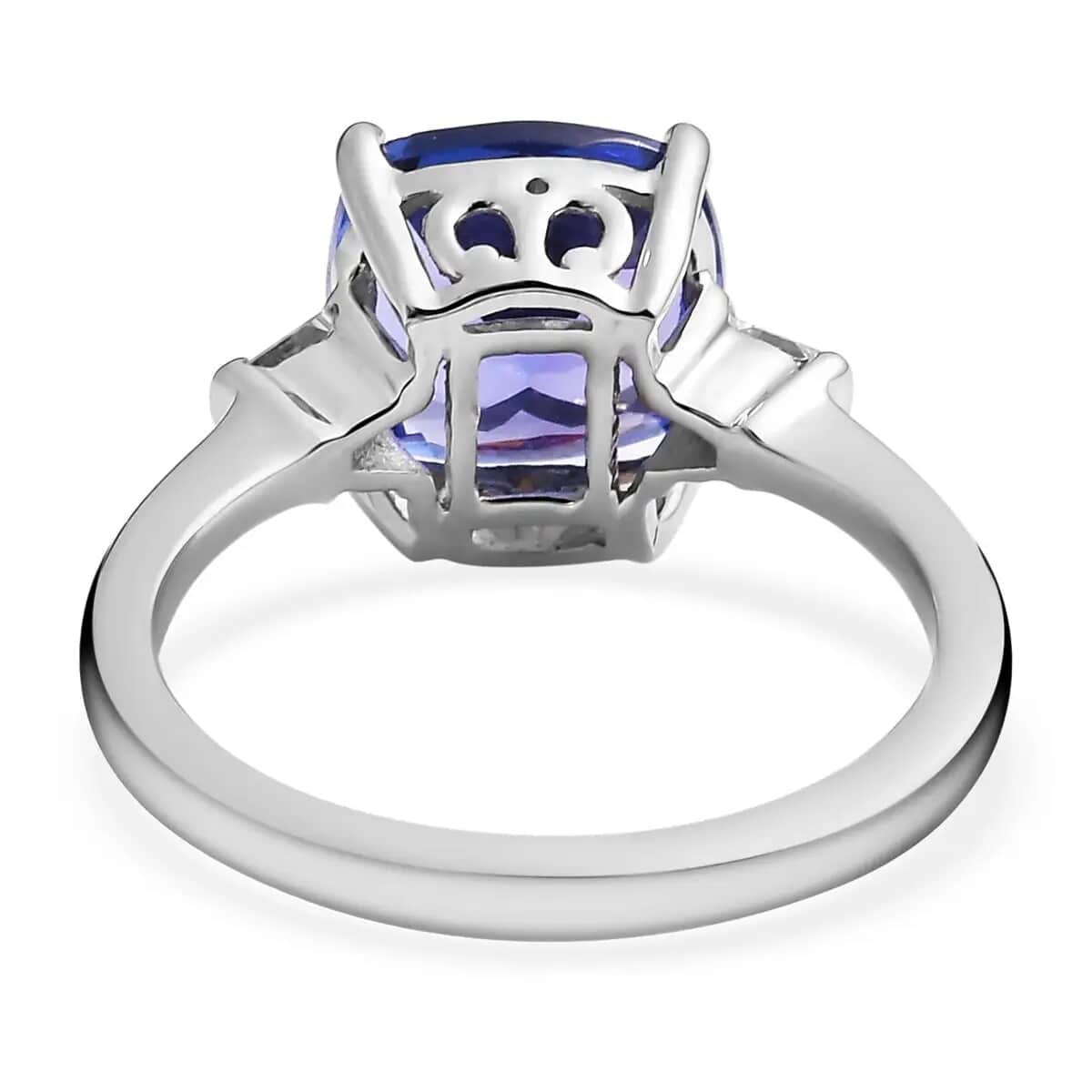RHAPSODY 950 Platinum AAAA Tanzanite and E-F VS Diamond Ring 4.65 Grams (Delivery in 15-20 Business Days) 3.70 ctw image number 4