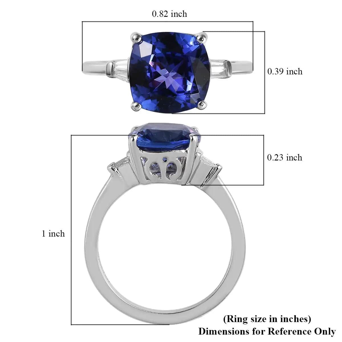 Rhapsody 950 Platinum AAAA Tanzanite and E-F VS Diamond Ring (Size 6.0) 4.55 Grams 3.60 ctw image number 5