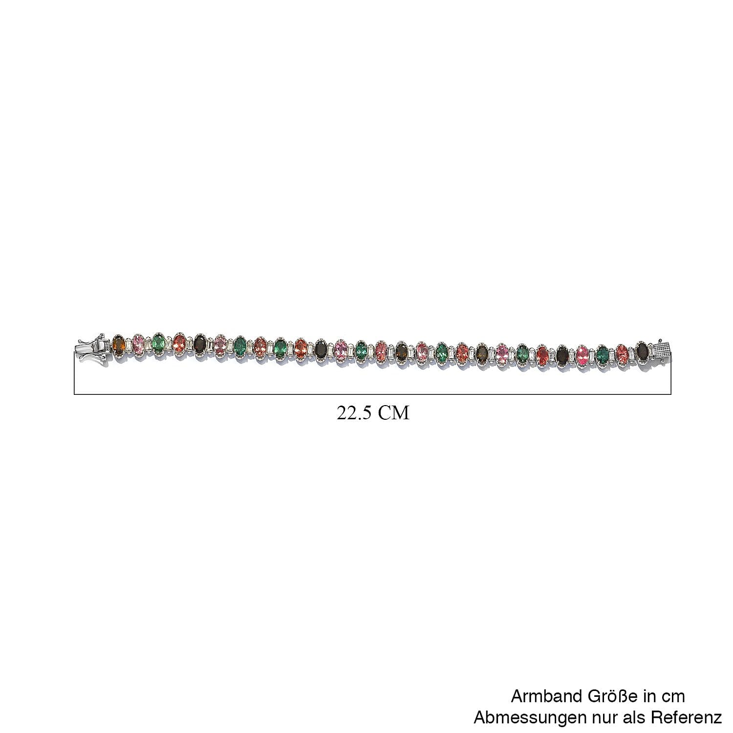 Multi Tourmaline and White Zircon 17.98 ctw Bracelet in Platinum Over Sterling Silver (7.50 In)