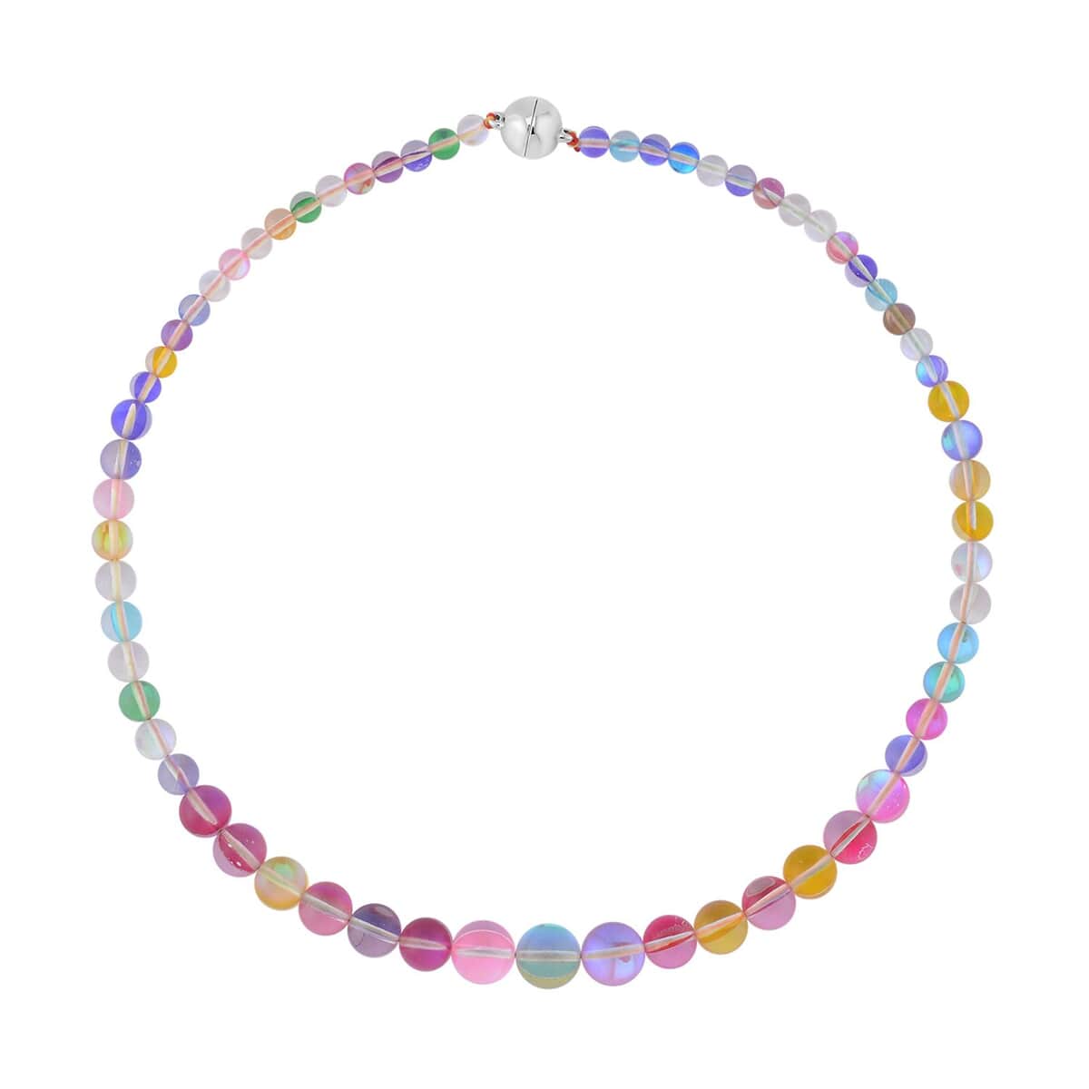 Multi Color Glass Beaded Necklace 20 Inches in Silvertone image number 0