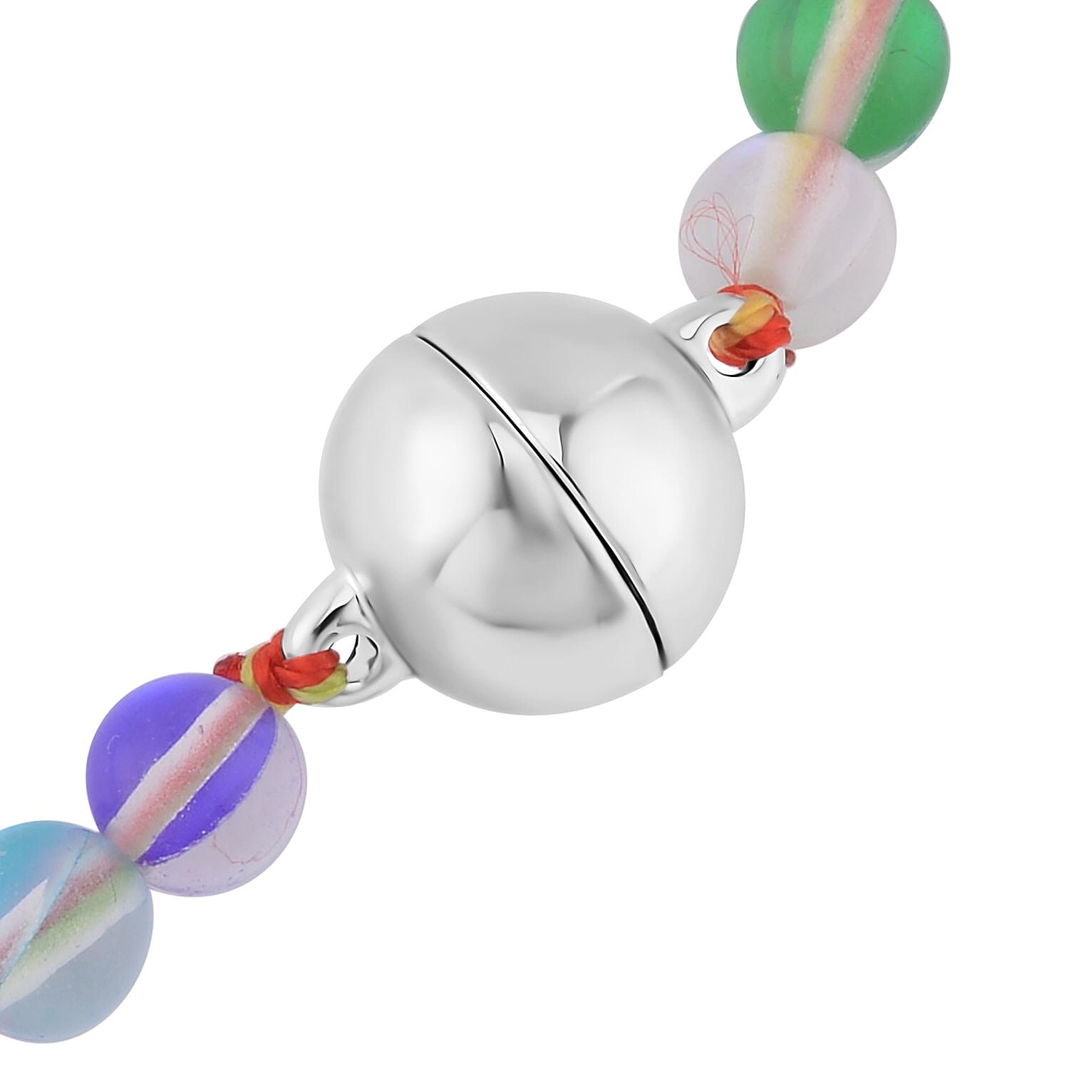 Multi Color Glass Beaded Necklace 20 Inches in Silvertone