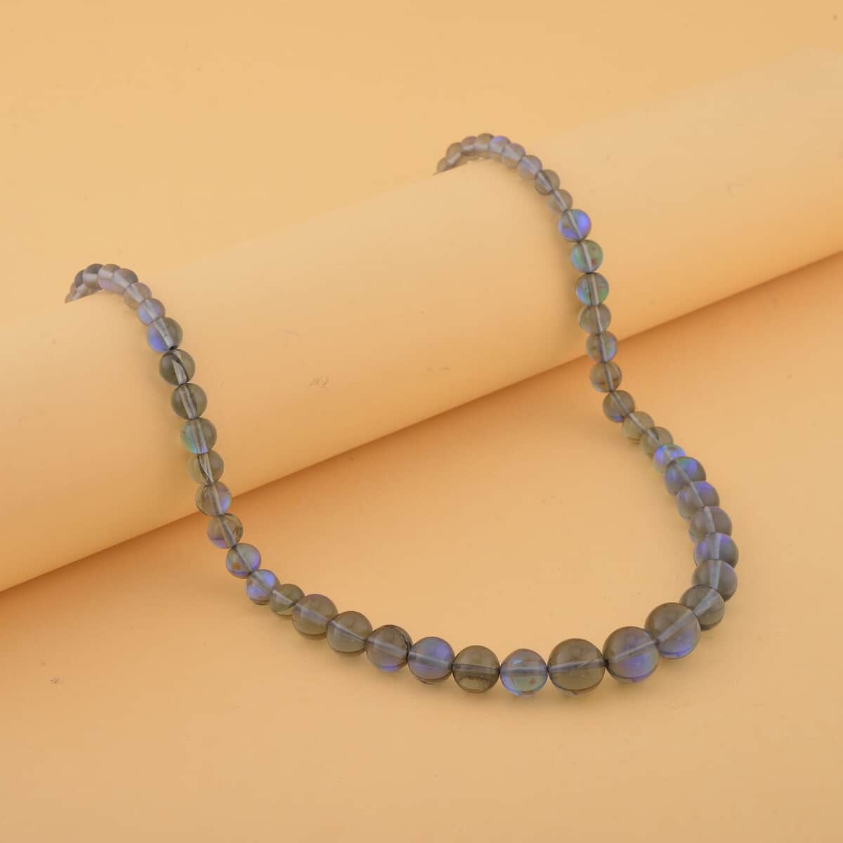 Grey Magic Color Glass Beaded Necklace 20 Inches in Silvertone image number 1