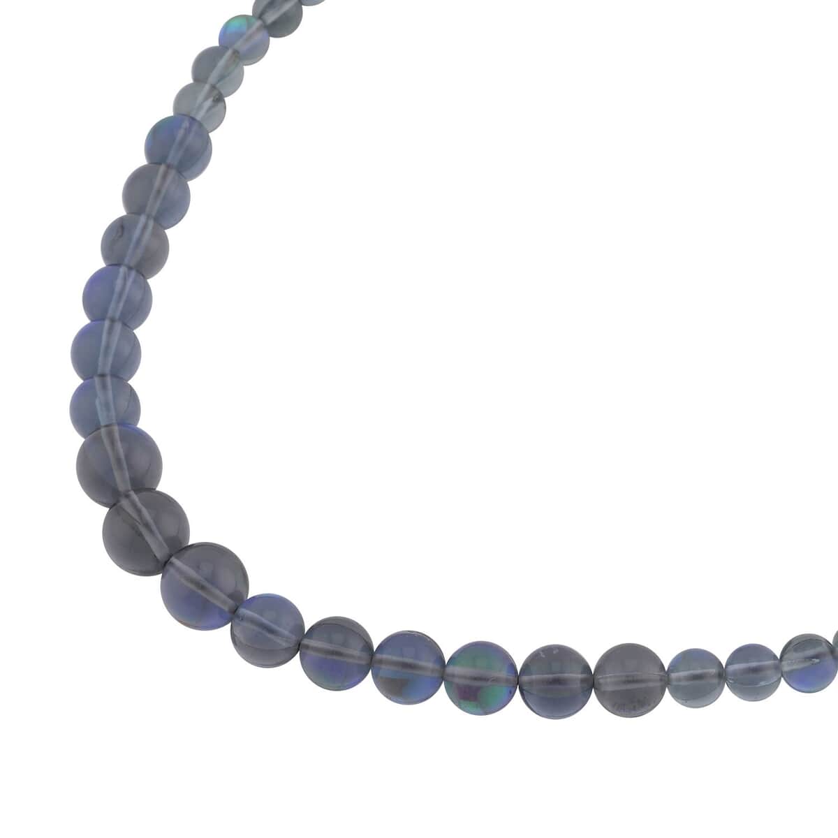 Grey Magic Color Glass Beaded Necklace 20 Inches in Silvertone image number 2