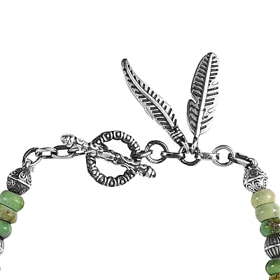 Artisan Crafted Sonoran Gold Turquoise Beaded Toggle Clasp Bracelet in Sterling Silver (7.25 In) 20.25 ctw