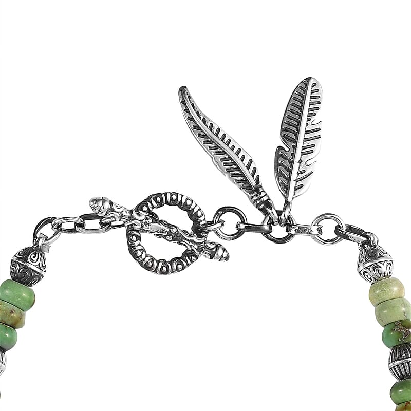 Artisan Crafted Sonoran Gold Turquoise Beaded Toggle Clasp Bracelet in Sterling Silver (7.25 In) 20.25 ctw