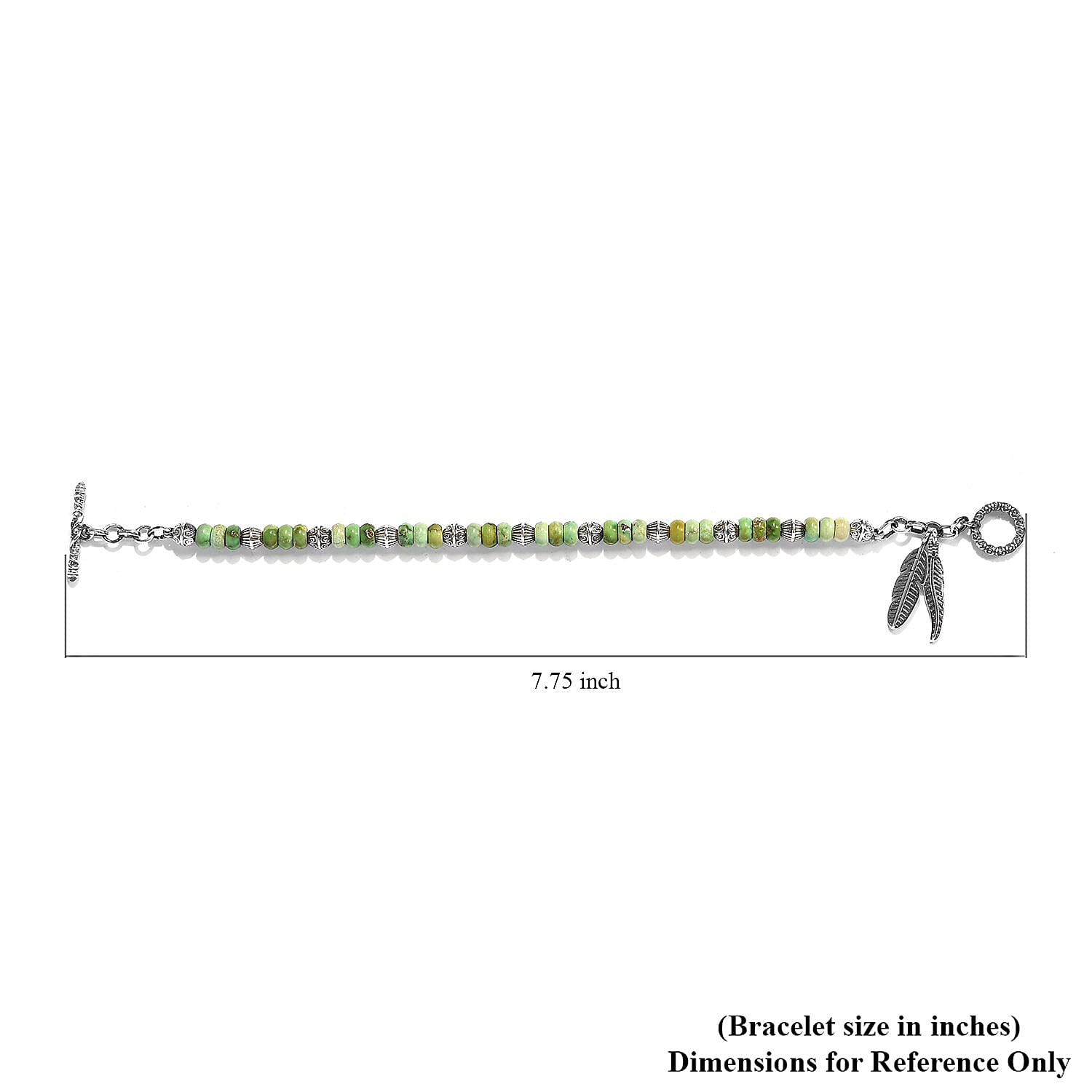 Artisan Crafted Sonoran Gold Turquoise Beaded Toggle Clasp Bracelet in Sterling Silver (7.25 In) 20.25 ctw
