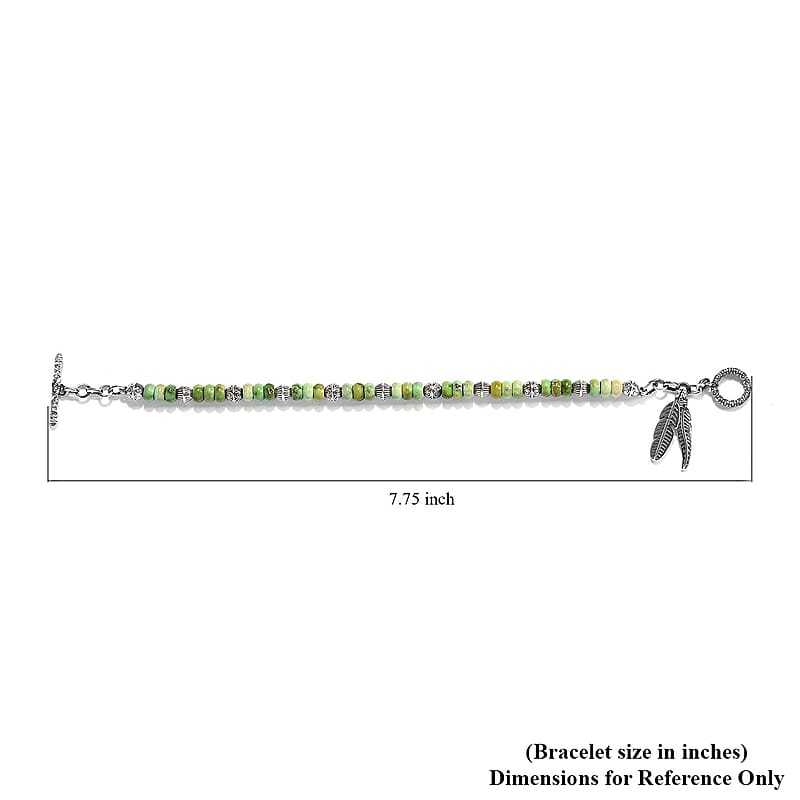 Artisan Crafted Sonoran Gold Turquoise Beaded Toggle Clasp Bracelet in Sterling Silver (7.25 In) 20.25 ctw