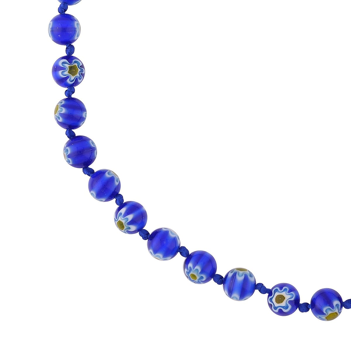 Blue Color Murano Style Beaded Necklace 20 Inches with Magnetic Lock in Silvertone image number 2