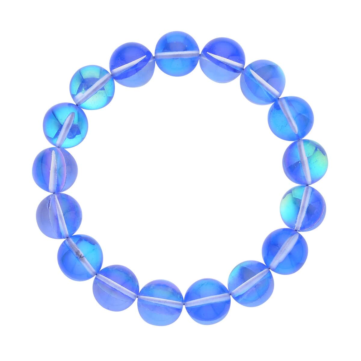 Blue Magic Color Glass Beaded Stretch Bracelet image number 0
