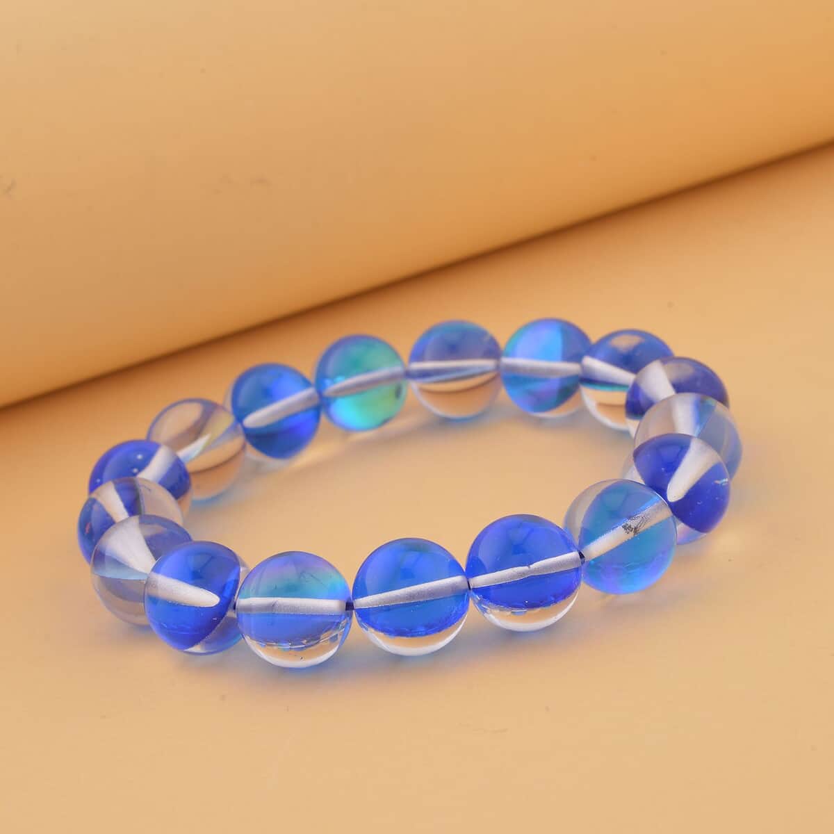 Blue Magic Color Glass Beaded Stretch Bracelet image number 1