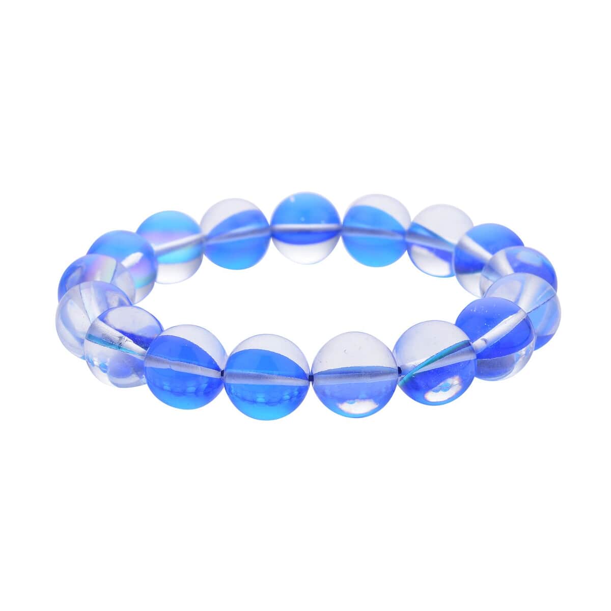 Blue Magic Color Glass Beaded Stretch Bracelet image number 2