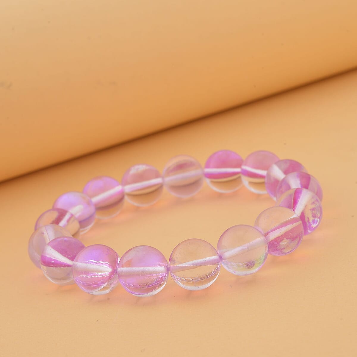 Purple Magic Color Glass Beaded Stretch Bracelet image number 1