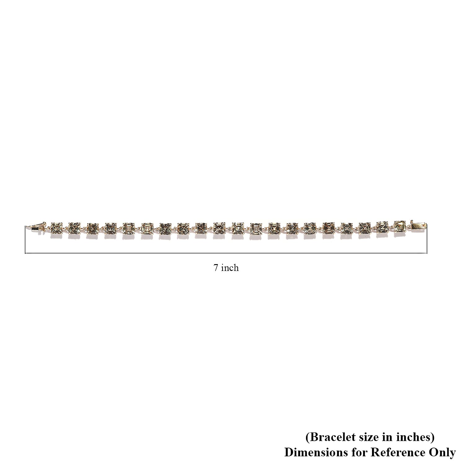 Luxoro 10K Yellow Gold Asscher Cut AAA Turkizite Link Bracelet (6.50 In) (3.20 g) 13.35 ctw