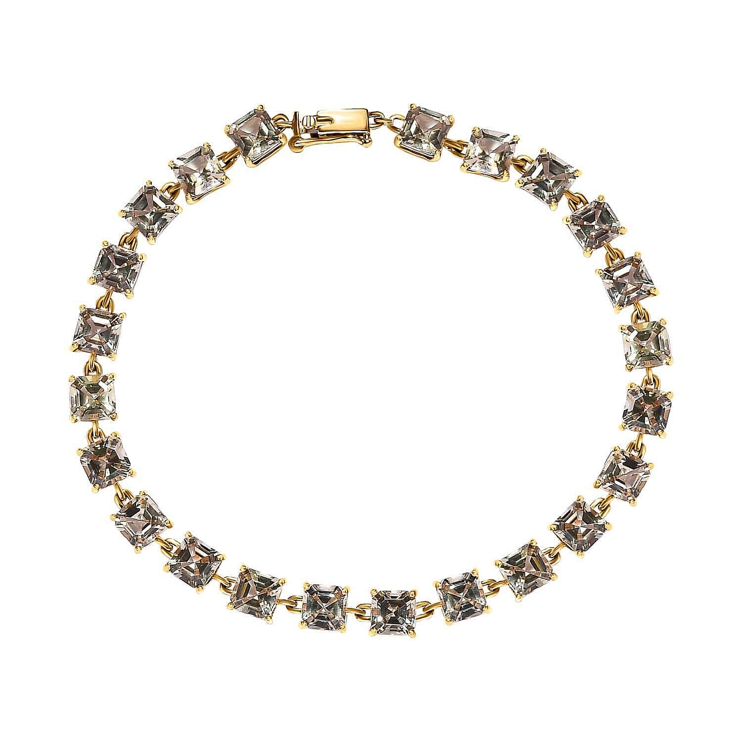 Doorbuster LUXORO 10K Yellow Gold Asscher Cut AAA Turkizite Link Bracelet (6.50 In) (3.20 g) 13.35 ctw