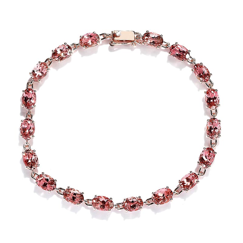 Luxoro 10K Rose Gold Premium Blush Tourmaline Bracelet (6.50 In) 8.25 ctw