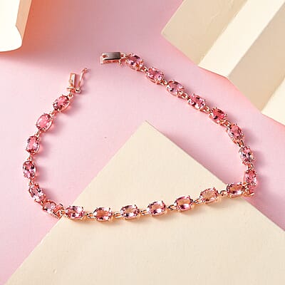 Luxoro 10K Rose Gold Premium Blush Tourmaline Bracelet (6.50 In) 8.25 ctw