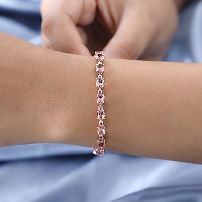 Luxoro 10K Rose Gold Premium Blush Tourmaline Bracelet (6.50 In) 8.25 ctw