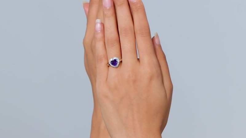 Doorbuster RHAPSODY 950 Platinum AAAA Tanzanite and E-F VS2 Diamond Heart Shape Halo Ring 5.70 Grams 2.15 ctw