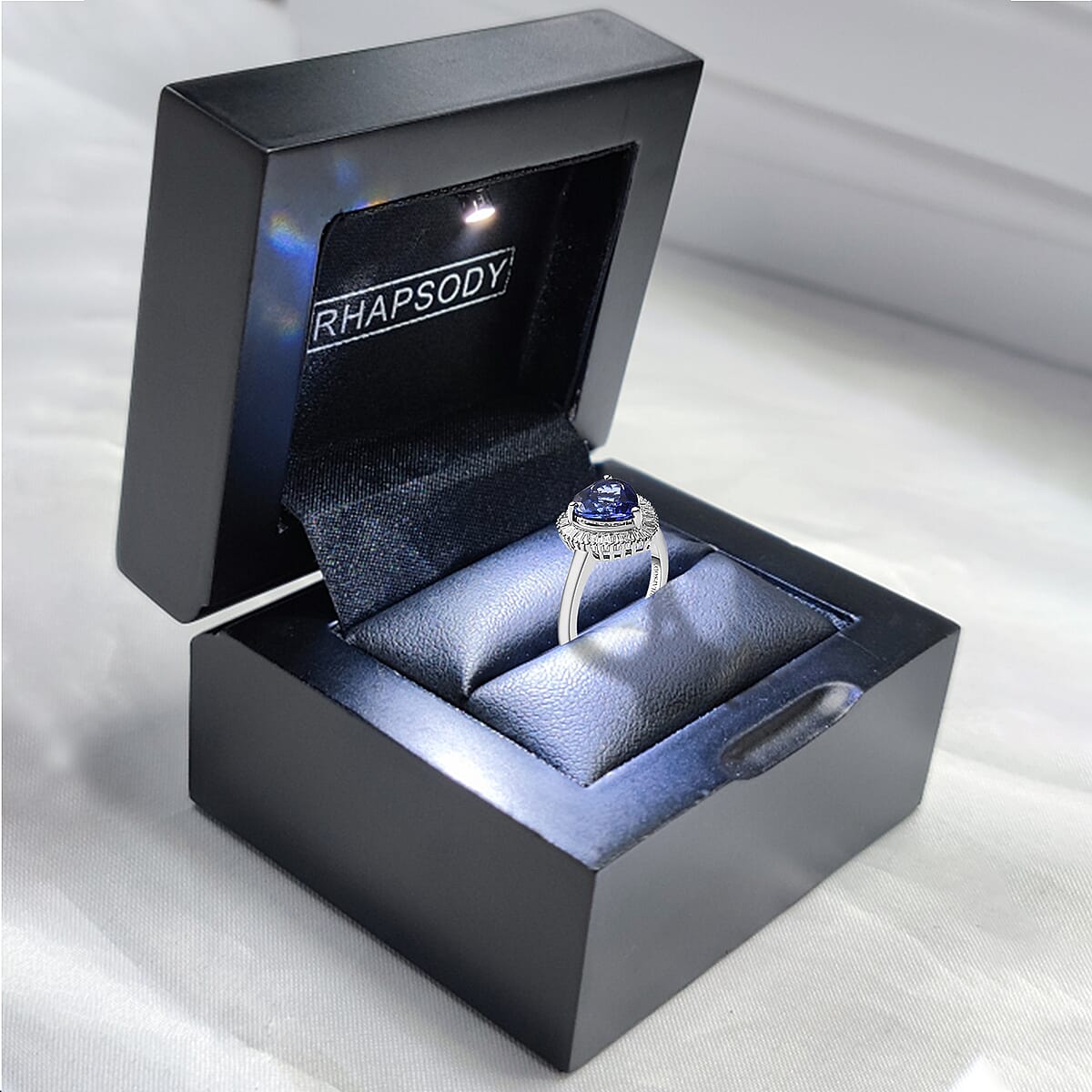 Rhapsody AAAA Tanzanite and E-F VS2 Diamond 2.43 ctw Heart Shape Ballerina Ring in 950 Platinum (Size 7.0) 6.90 Grams (Del. in 10-12 Days) image number 6