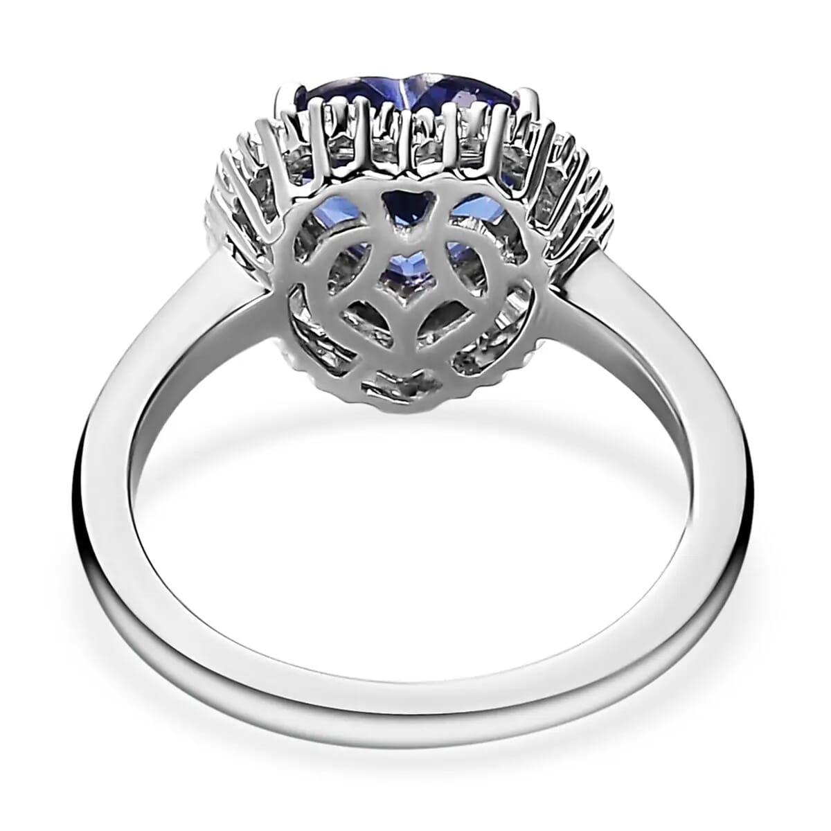 Rhapsody AAAA Tanzanite and E-F VS2 Diamond 2.43 ctw Heart Shape Ballerina Ring in 950 Platinum (Size 9.0) 6.90 Grams image number 4