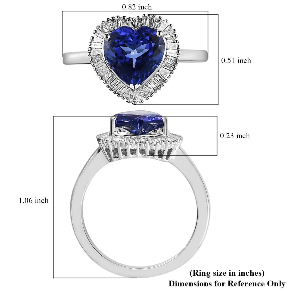 Rhapsody AAAA Tanzanite and E-F VS2 Diamond 2.43 ctw Heart Shape Ballerina Ring in 950 Platinum (Size 9.0) 6.90 Grams image number 5
