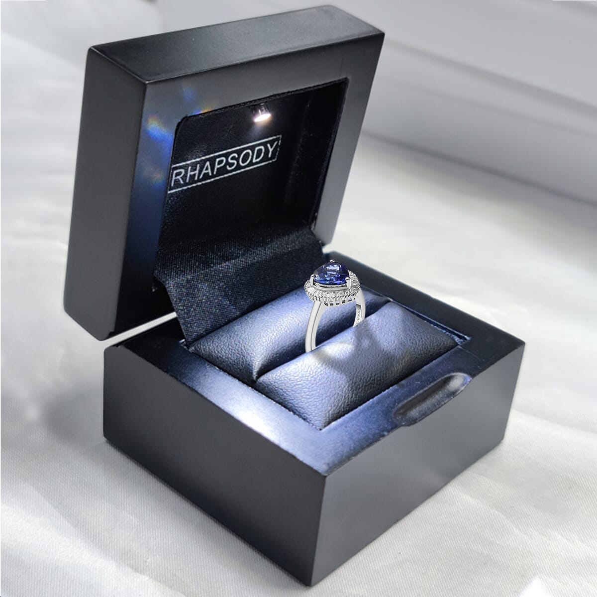 Rhapsody AAAA Tanzanite and E-F VS2 Diamond 2.43 ctw Heart Shape Ballerina Ring in 950 Platinum (Size 9.0) 6.90 Grams image number 6