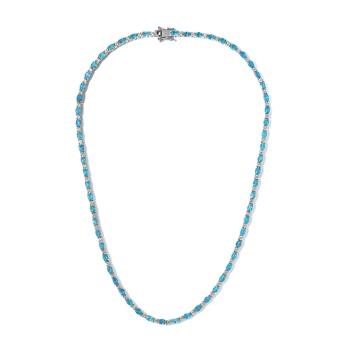 Malgache Neon Apatite and White Zircon Necklace 18 Inches in Platinum Over Sterling Silver 16.50 ctw image number 3
