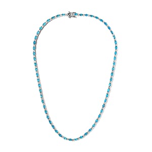 Malgache Neon Apatite and White Zircon Necklace 18 Inches in Platinum Over Sterling Silver 16.50 ctw