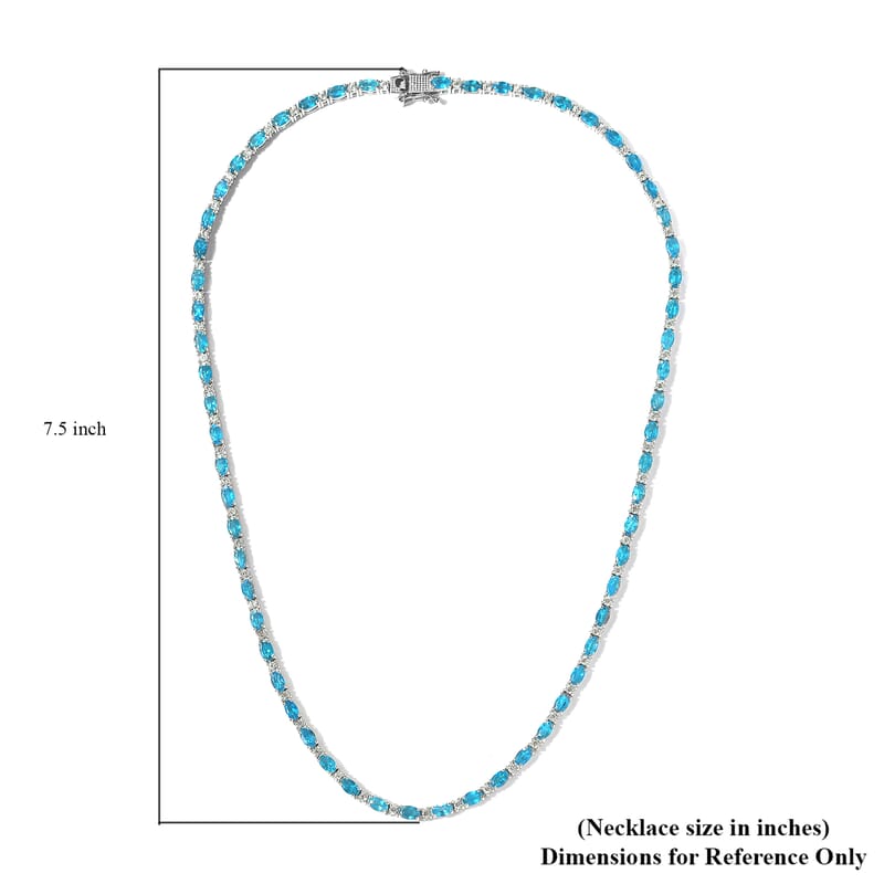 Malgache Neon Apatite and White Zircon Necklace 18 Inches in Platinum Over Sterling Silver 16.50 ctw