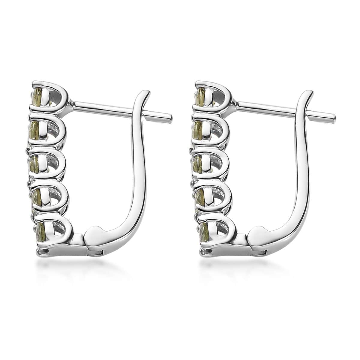 Ambanja Demantoid Garnet Huggie Hoop Earrings in Platinum Over Sterling Silver 1.50 ctw image number 3