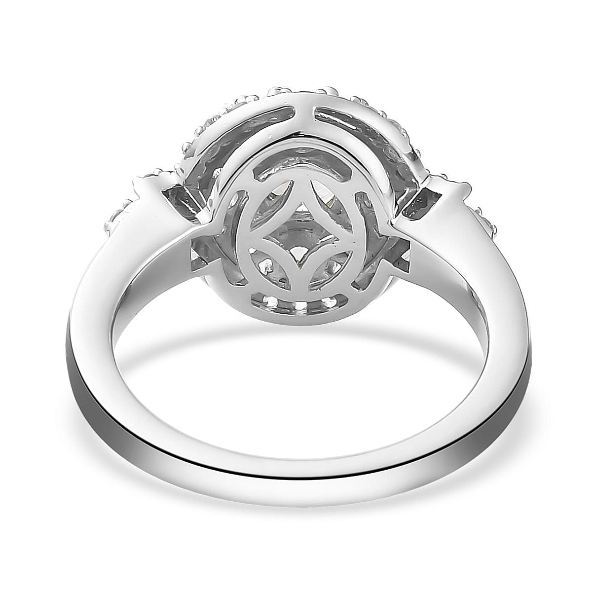 Green Tanzanite and Natural White Zircon Floral Ring in Platinum Over Sterling Silver (Size 6.0) 1.60 ctw image number 4