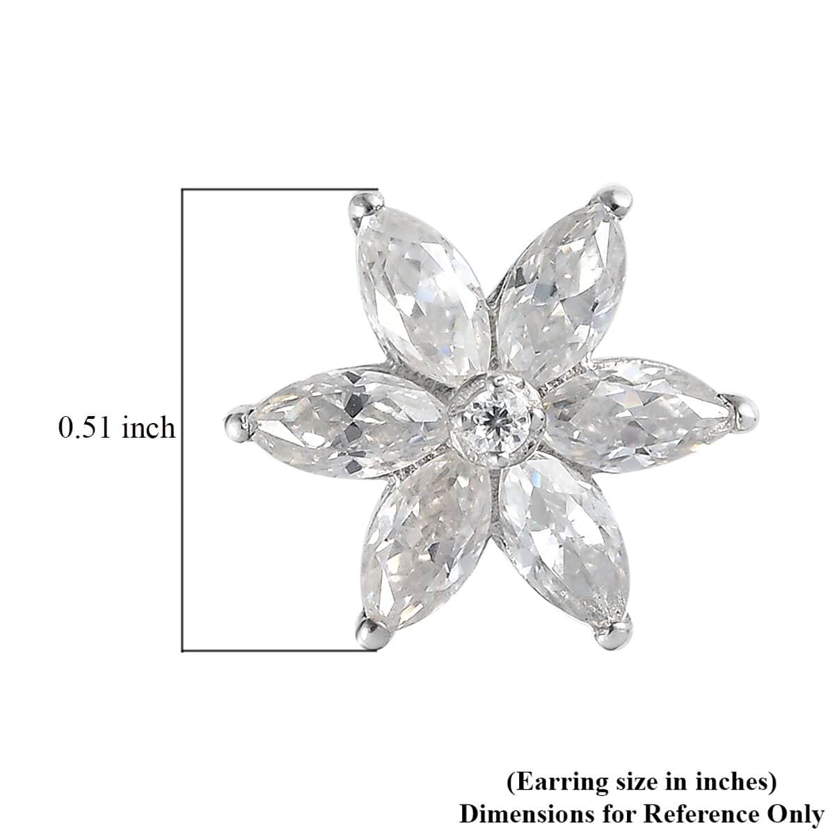 Moissanite Starburst Floral Stud Earrings in Platinum Over Sterling Silver 1.75 ctw image number 4