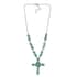 Artisan Crafted Sonoran Gold Turquoise and Mexican Turquoise Cross Necklace 18 Inches in Sterling Silver 20.25 ctw image number 3