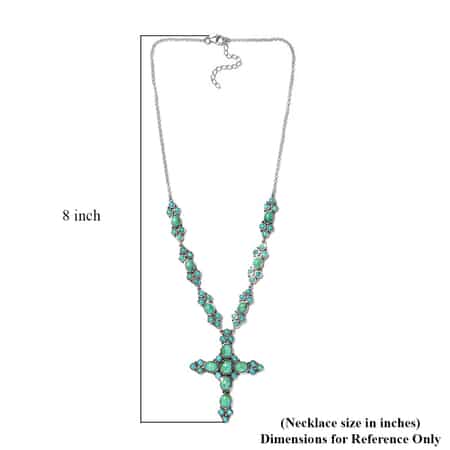 Artisan Crafted Sonoran Gold Turquoise and Mexican Turquoise Cross Necklace 18 Inches in Sterling Silver 20.25 ctw image number 5