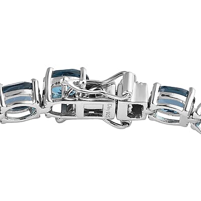 London Blue Topaz Tennis Bracelet in Platinum Over Sterling Silver (6.50 In) 20.90 ctw