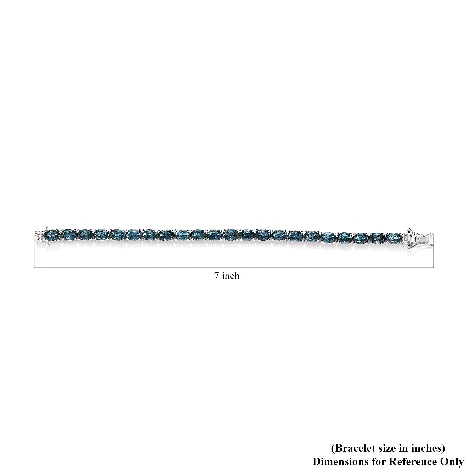 London Blue Topaz Tennis Bracelet in Platinum Over Sterling Silver (6.50 In) 20.90 ctw