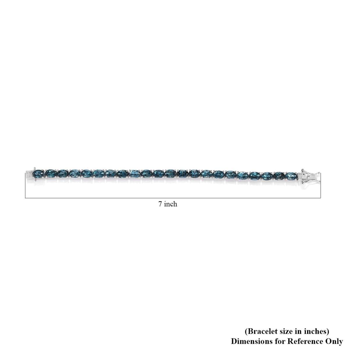 London Blue Topaz Tennis Bracelet in Platinum Over Sterling Silver (6.50 In) 12.90 Grams 20.90 ctw image number 4