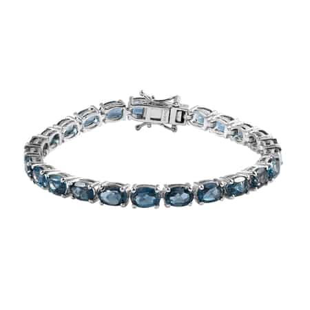 London Blue Topaz Tennis Bracelet in Platinum Over Sterling Silver (7.25 In) 13.90 Grams 22.75 ctw image number 0