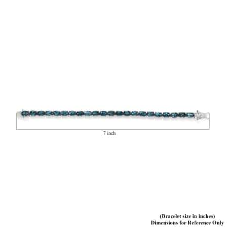 London Blue Topaz Tennis Bracelet in Platinum Over Sterling Silver (7.25 In) 13.90 Grams 22.75 ctw image number 4