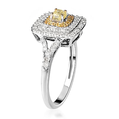 Luxoro 10K White Gold I3 Natural Yellow and Diamond Ring (Size 8.0) 0.60 ctw
