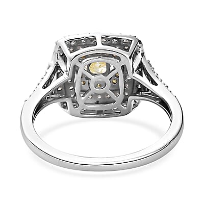 Luxoro 10K White Gold I3 Natural Yellow and Diamond Ring (Size 8.0) 0.60 ctw